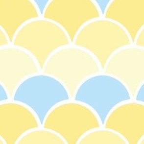 Scallop Tile Lemon Yellow and Sky Blue