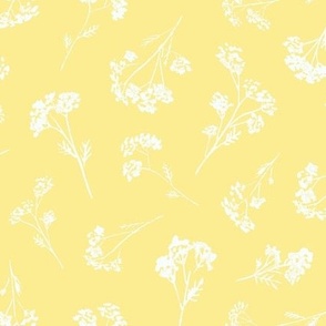 Wildflowers White on Lemon Yellow