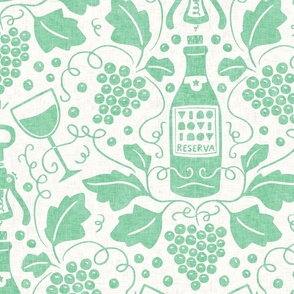 Wine Cellar, jade green light (Xlarge) – grape vines, bottle and glasses