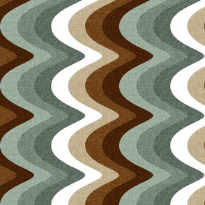 Earthy Textured Wavy Horizontal Stripes // Sage Green, Khaki, Chocolate Brown, Dark Brown // Rotated Left 90 Degrees // 344 DPI