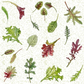 Salad Greens Pattern on speckled ground