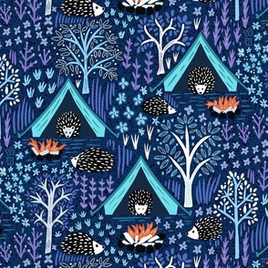 Whimsical woodlands hedgehog camping