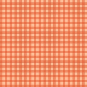 1/2 in - Gingham check - orangeade and peach fuzz light orange