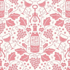 Wine Cellar, pink rose light (Large) – grape vines, bottle and glasses