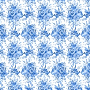 Classy Cool Cornflower Blue Watercolor Bouquet - small scale 