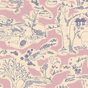 mossy-forest-friends-toile-blue and pink