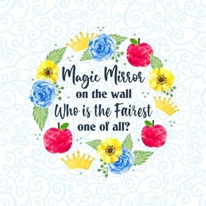 6" Circle Panel Magic Mirror Snow White Evil Queen Fairy Tale for Embroidery Hoop Projects Quilt Squares