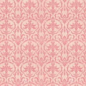 Victorian Damask Flower Vintage Ornament Pattern Pastel Pink Smaller Scale