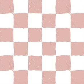 Painted 1" Checkerboard //  Boho Light Peach