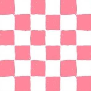 Painted 1" Checkerboard // Coral Pink
