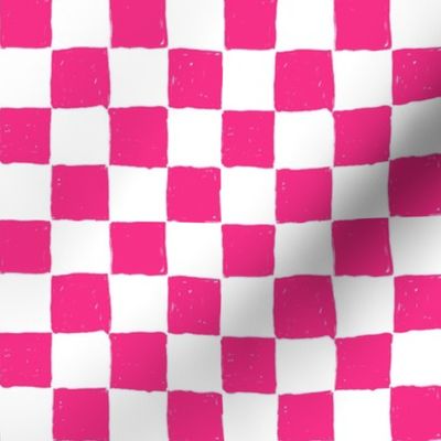 Painted 1" Checkerboard //  Hot Pink