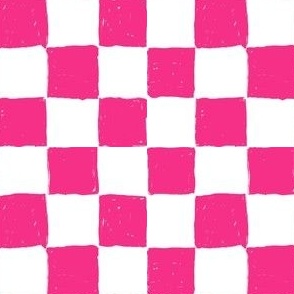 Painted 1" Checkerboard //  Hot Pink