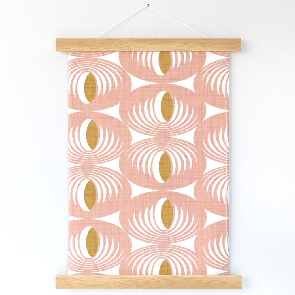 Oculus Mid Century Modern Geometric Blush Pink White Large Scale