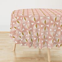 Oculus Mid Century Modern Geometric Blush Pink White Large Scale