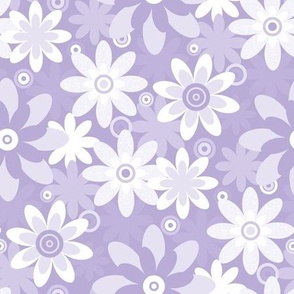 Pop Daisy Garden in Digital Lavender Monochrome - Coordinate