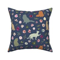 earth tone floral cat blue