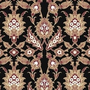 1888 Persian Design by Albert Racinet - Florida State colors - Garnet and Gold on Black