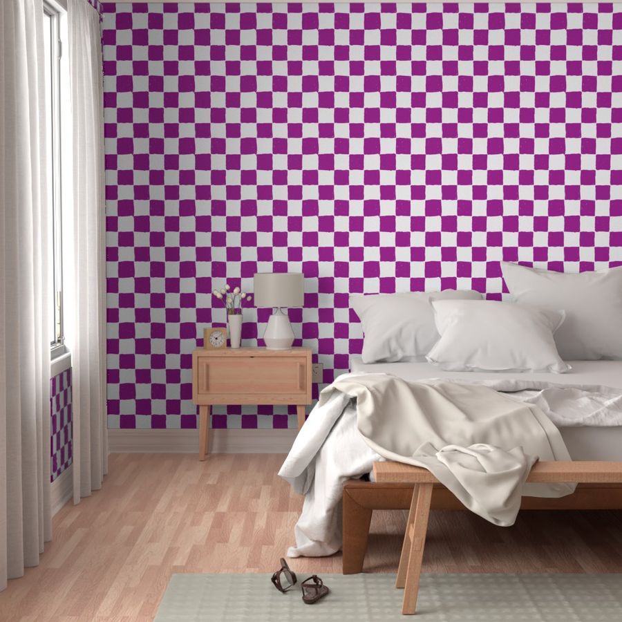 Painted 1" Checkerboard //  Fuchsia