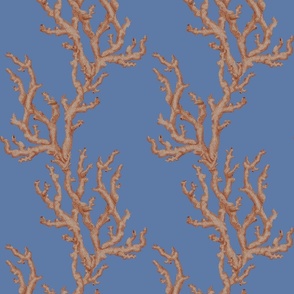 Earth tone sea coral stripe on blue