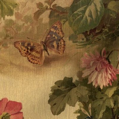 VINTAGE BOTANICAL ARCADIA - ON VERTICAL GOLD TEXTURE