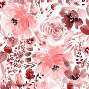 Floral Chaos Watercolor Red tones