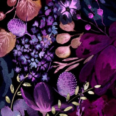 Floral Chaos Dark Purple inverted