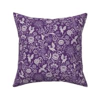 Pollinator dragons - traditional fantasy floral, goth, royal purple - medium