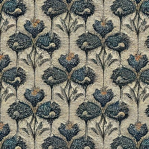 William Morris style Irises embroidery