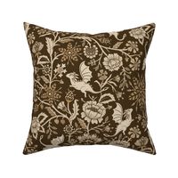 Pollinator dragons - traditional fantasy floral, goth - antique, brown gold - large