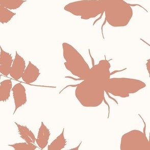 Soft girly pink bumble bees and leaves JUMBO
