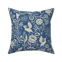 Pollinator dragons - traditional fantasy floral, goth - french blue and cream - large