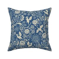 Pollinator dragons - traditional fantasy floral, goth - french blue and cream - mid-large