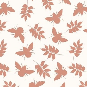 Soft girly pink bumble bees and leaves MEDIUM