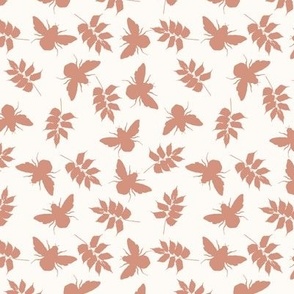 Soft girly pink bumble bees and leaves MINI