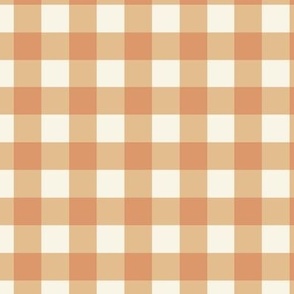 Orange, apricot and off white coloured gingham plaid 6 x 6