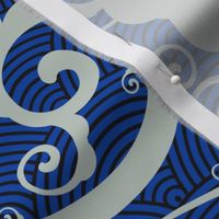 Wind and Waves in Regency Mint and Cobalt Blue