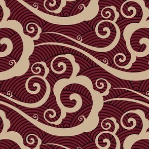 Wind and waves in Regency Linen and Burgundy