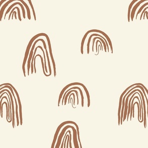 Playful gender neutral brown boho hand drawn rainbows JUMBO