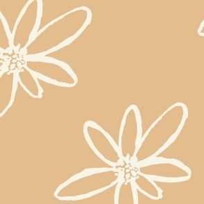 Simple off white daisy florals in orange JUMBO