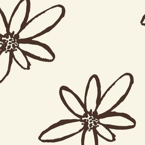 Simple dark brown daisy florals JUMBO