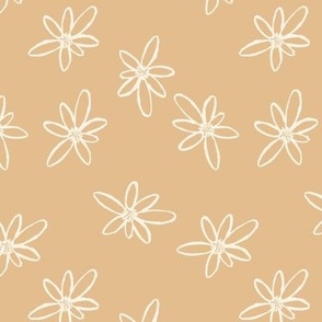 Simple off white daisy florals in orange MEDIUM