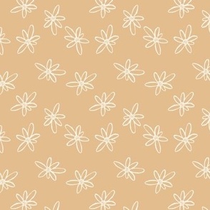 Simple off white daisy florals in orange MINI