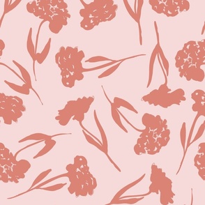 Non-directional girly florals/blooms in watermelon pink JUMBO
