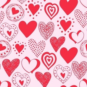 Seamless pattern doodle hearts