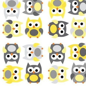 Little Owls in Gray and Yellow