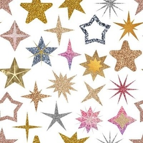 Star seamless pattern. Glitter stars, sky print, space, galaxy, astronomy