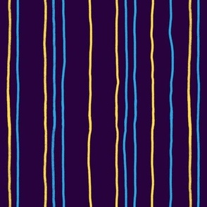 Blue & Yellow Stripes on Dark Purple Background (SMALL) 