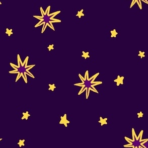 Outer Space - Yellow Stars on Dark Purple Background (MEDIUM)