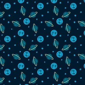 Outer Space - Blue Planet Galaxy Print (SMALL)