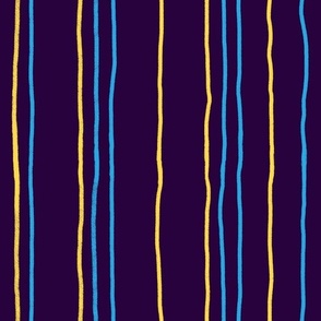 Blue & Yellow Stripes on Dark Purple Background (MEDIUM)
